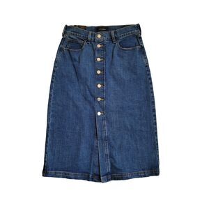 Banana Republic Pencil Skirt Womens 4 Blue Denim 5 Pocket Midi Front Buttons